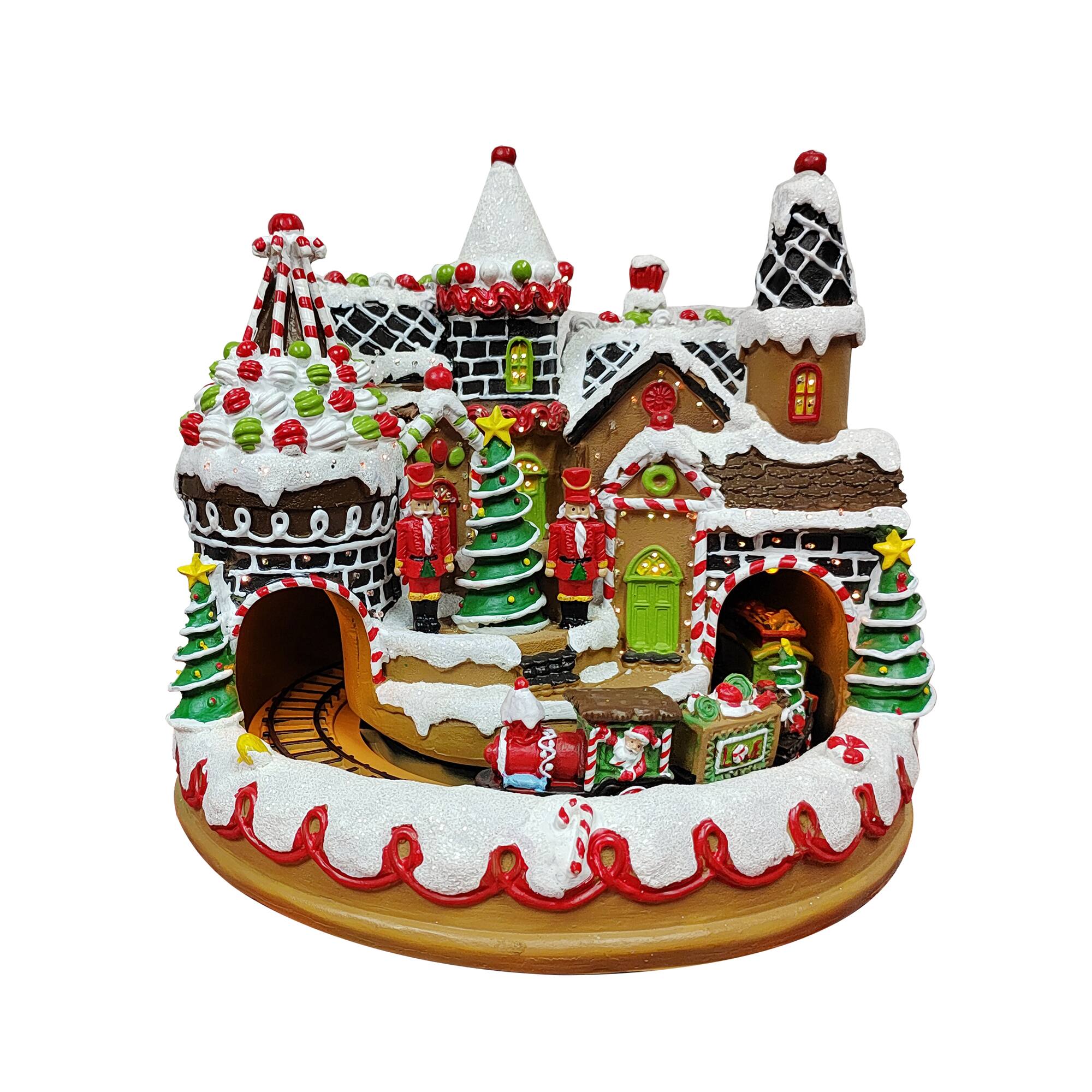 11" Animated Gingerbread Train Station